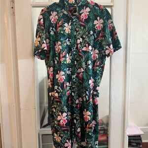 Men's Dark Green Floral Short-Sleeve Romper by Romperjack